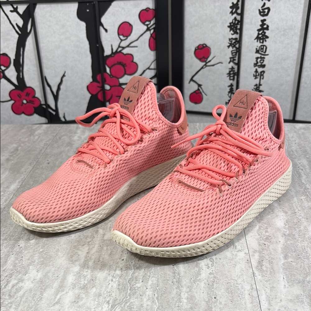 Adidas Pharrell Williams HU Tactile Rose Sneakers, Pink, Art BY8715, Size 10